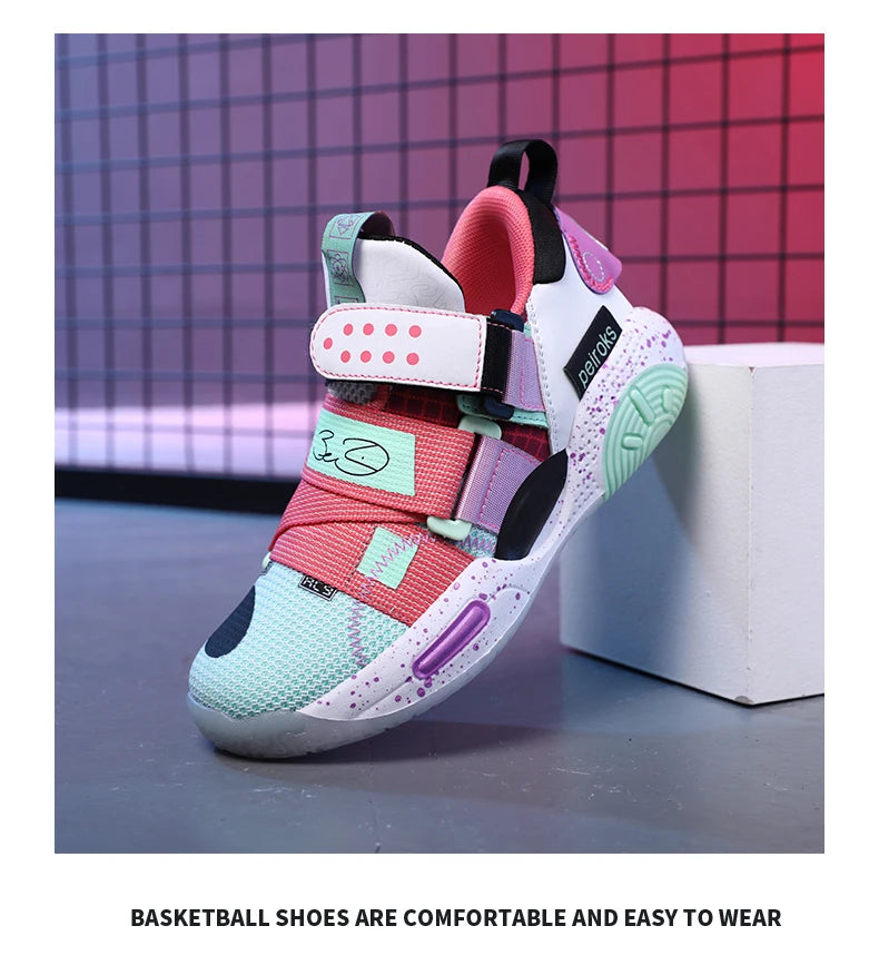 Kids Basketball Sneakers – Lightweight Non-Slip Sport Shoes