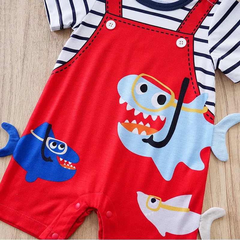 Newborn Clothes Cute Cartoon 3d Shark Print Strap