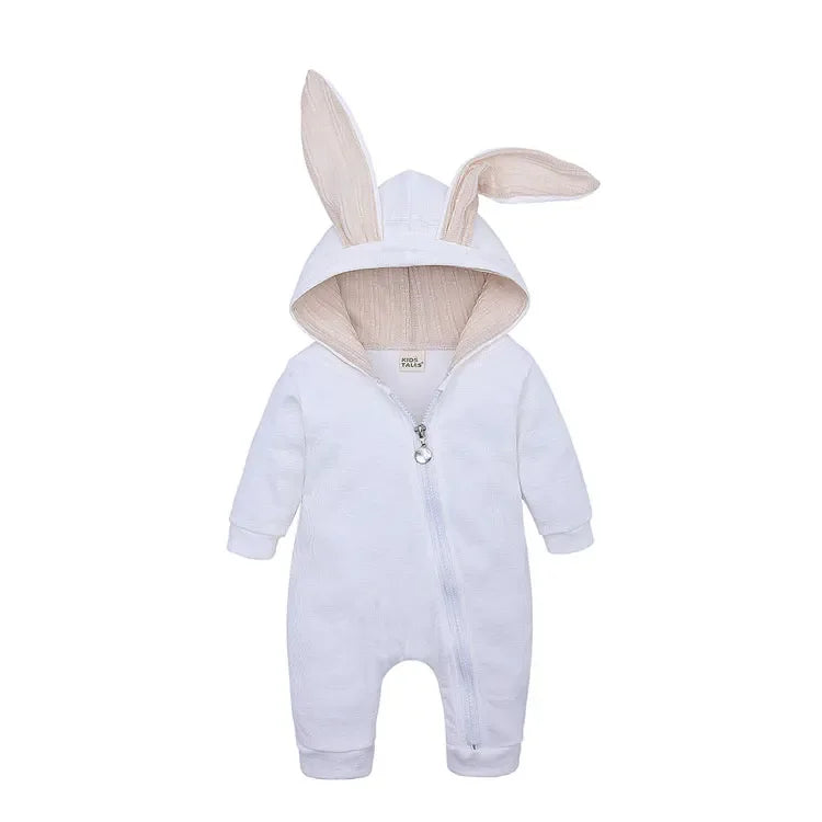 Baby Romper 3–18M, Cartoon Hooded Long Sleeve Jumpsuit