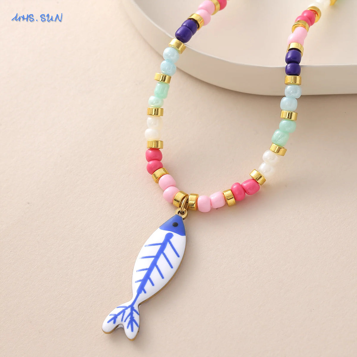 Enamel Fish Pendant Necklace