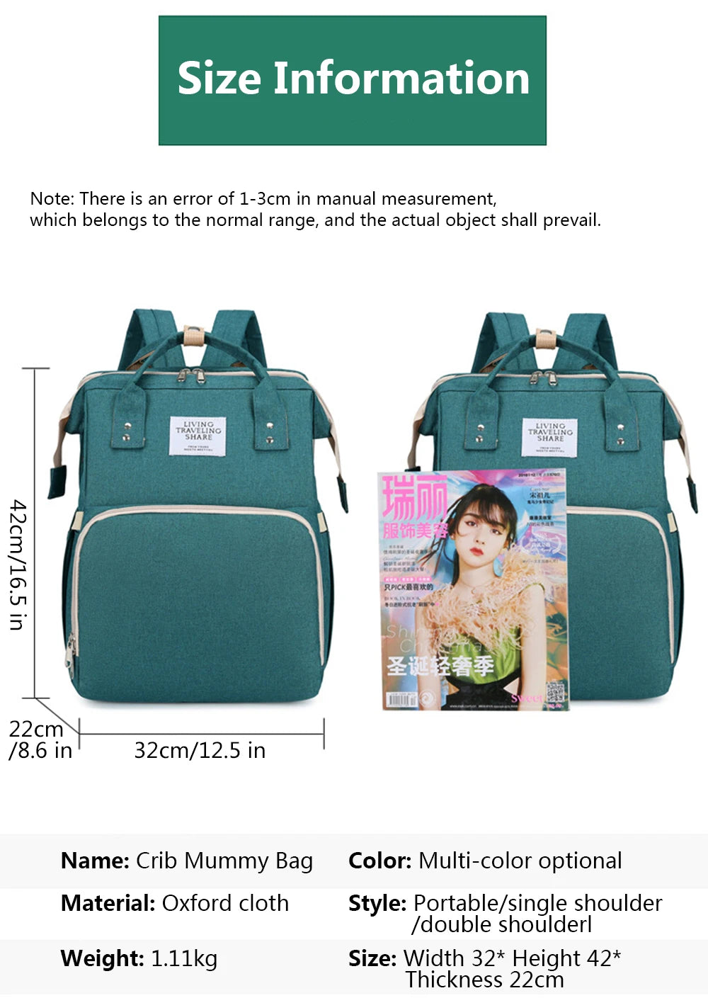 Lightweight Folding Mommy Backpack with Portable Baby Bed