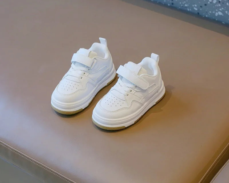 Kids White Spring/Autumn Sneakers – Lightweight Soft-Sole Casual Shoes