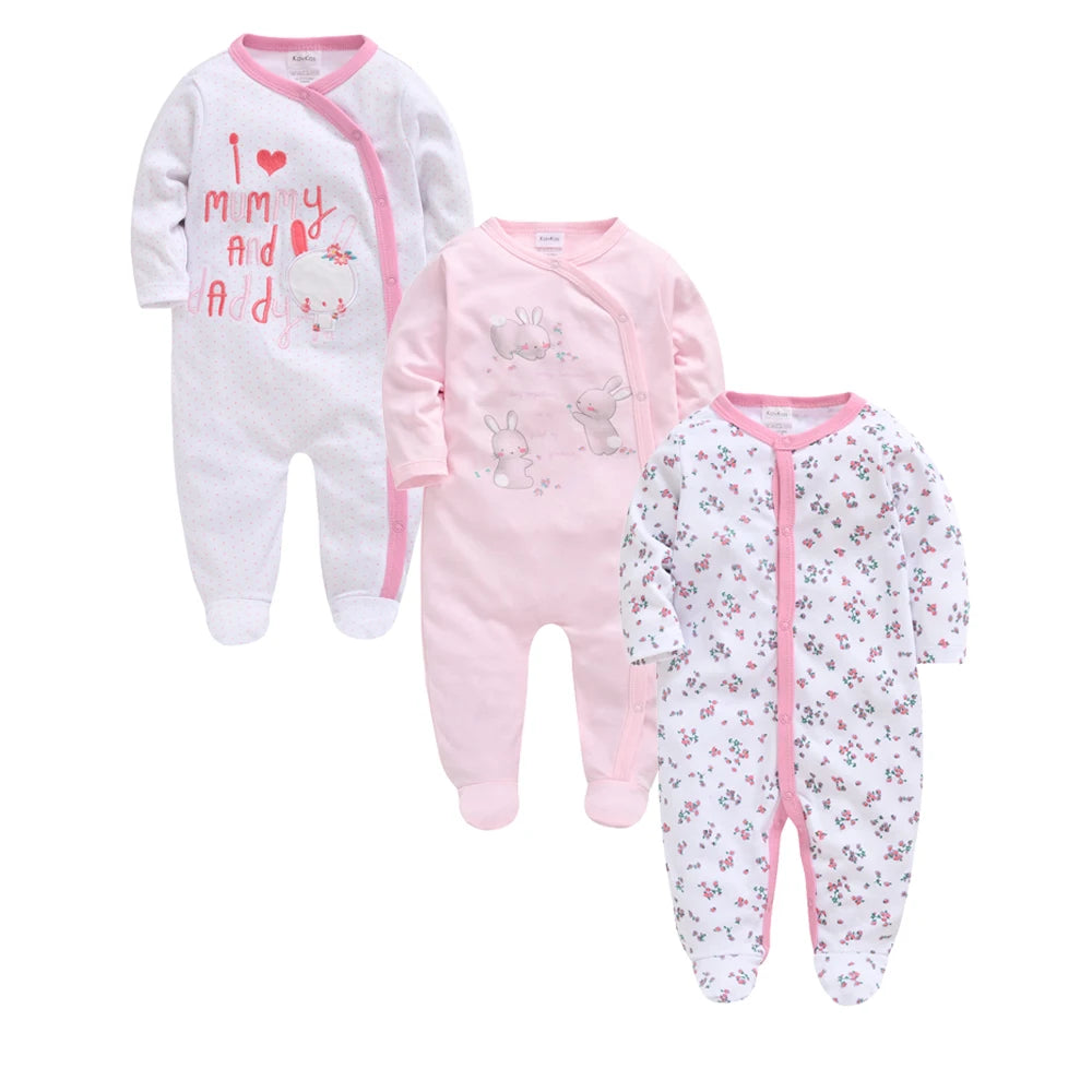 3/4 Pcs Girls  Jumpsuit 0-12 M
