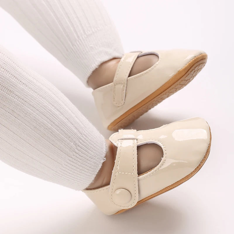 Baby Mary Jane Shoes (0–18M) – PU First Walkers with Bowknot