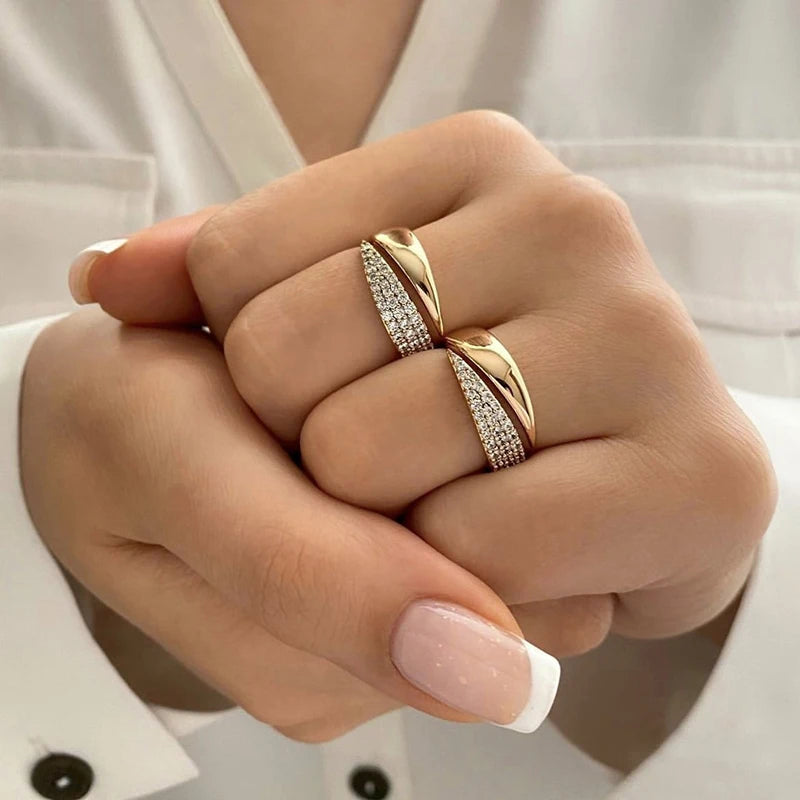 Stainless Steel Golden Hollow Ring