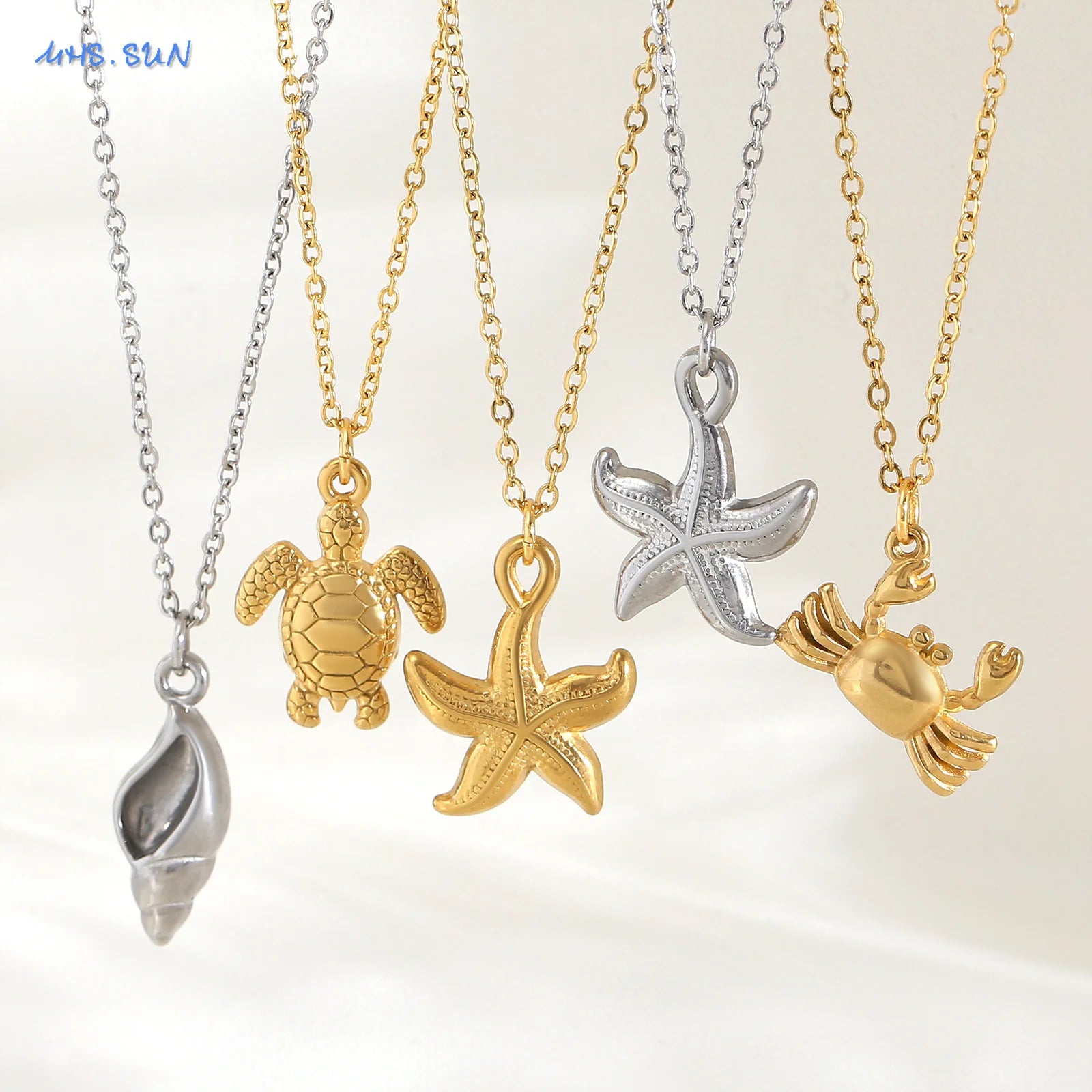 MHS.SUN Starfish Shell Conch Pendant Necklaces