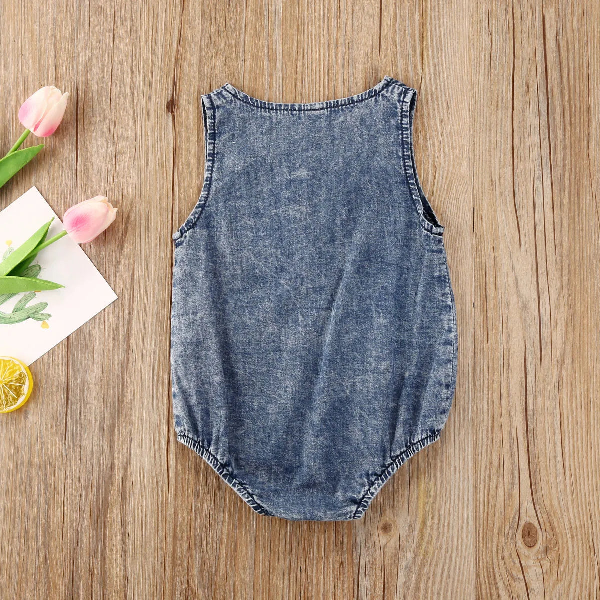Newborn Baby Summer Romper, Denim One-Piece Jumpsuit