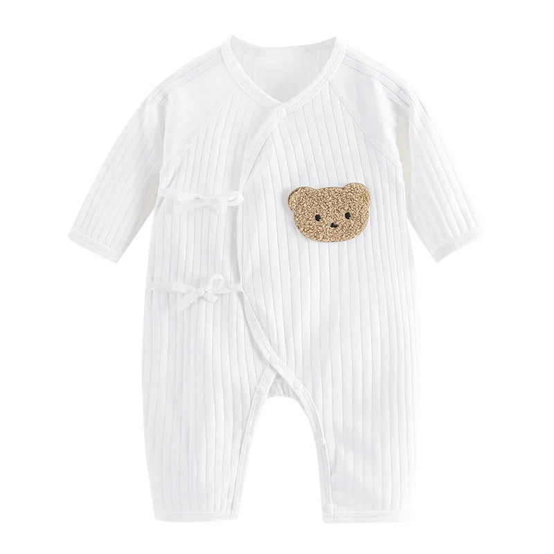 Baby Bear Cotton Romper – Long Sleeve (0–12M)
