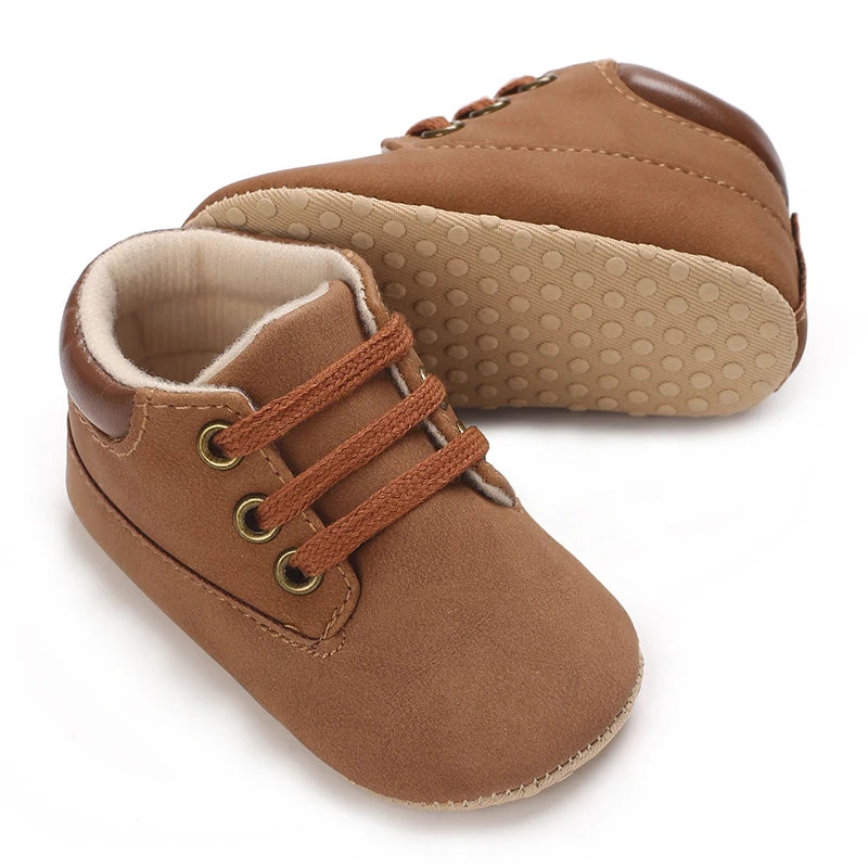 Baby Walking Shoes (0–18M) – Lace-Up Casual Flat Sneakers