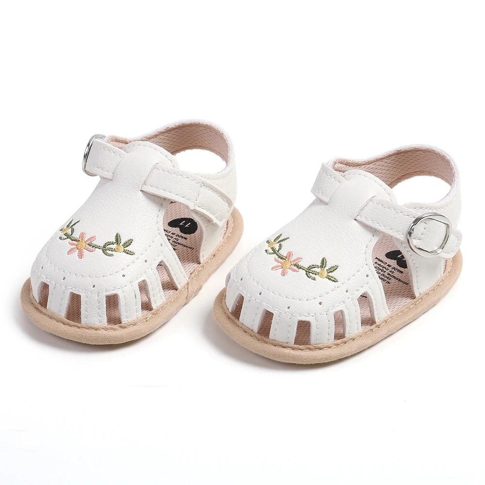 Baby Girl Summer Sandals – Breathable Lightweight Floral Wrap-Toe Shoes