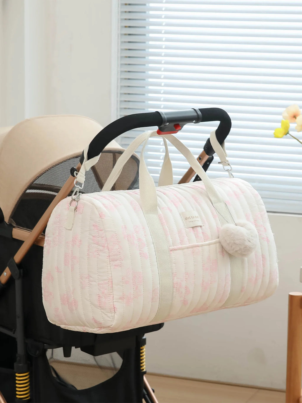 Large Quilted Baby Bag – Shoulder Diaper Organizer