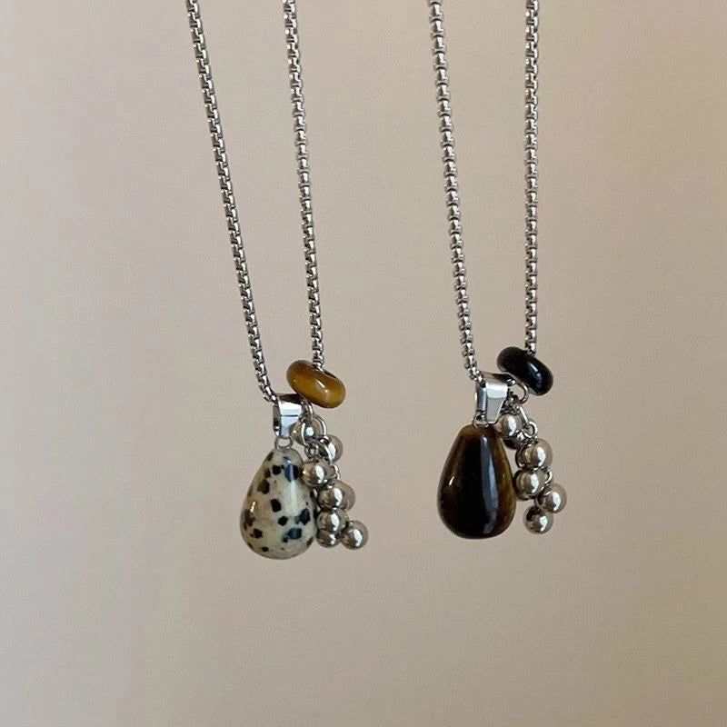 Irregular Tiger Eye Stone Pendant Necklace