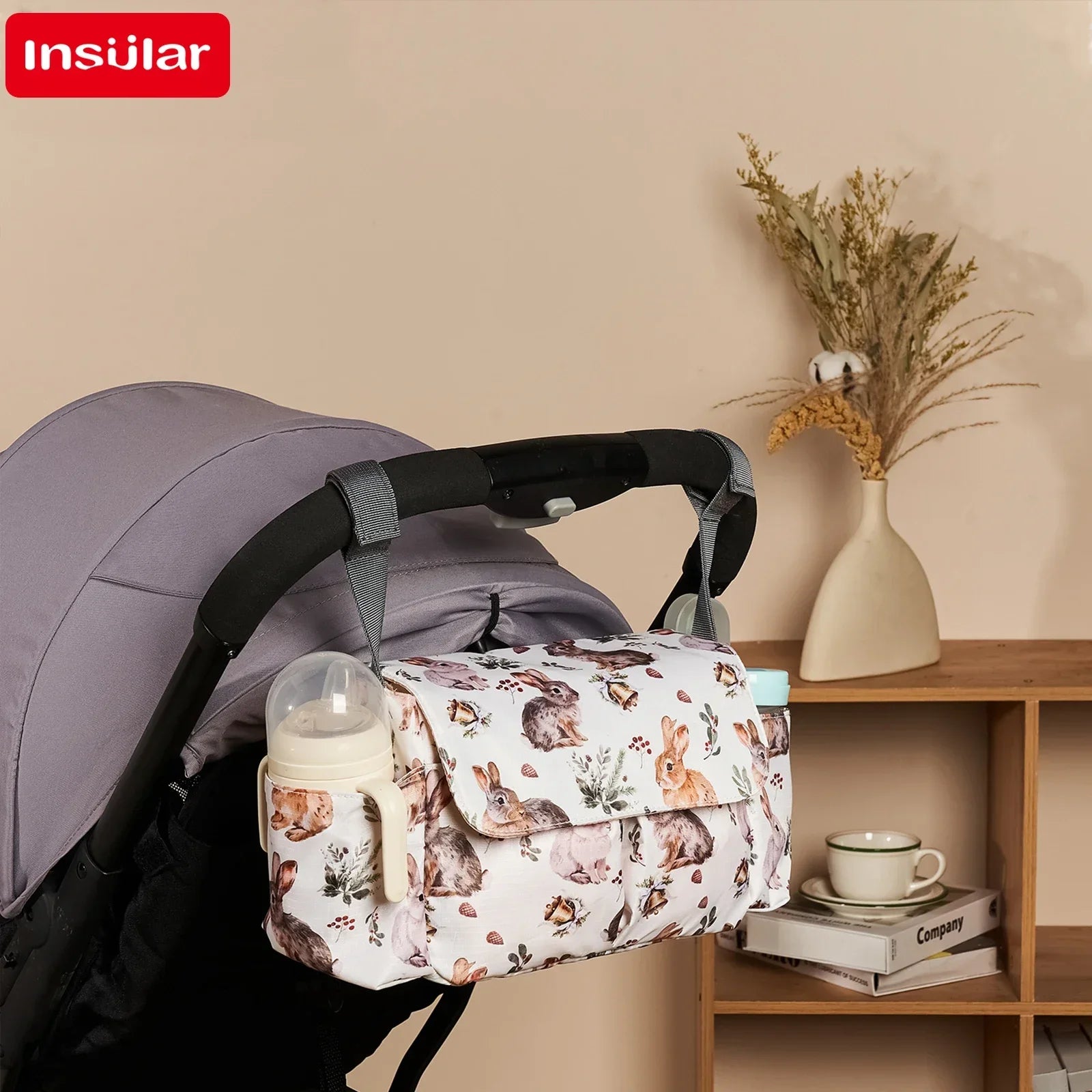Diaper Bag for Baby – Waterproof Cartoon Stroller Organizer with Hooks for Buggy/Pram