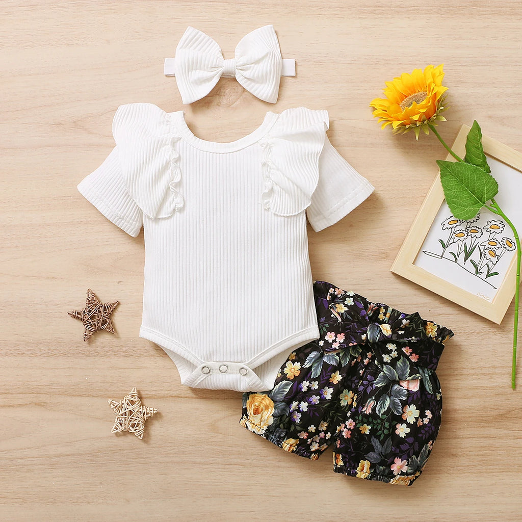 Baby Girl Summer Dress, Ruffle Collar & Flower Print