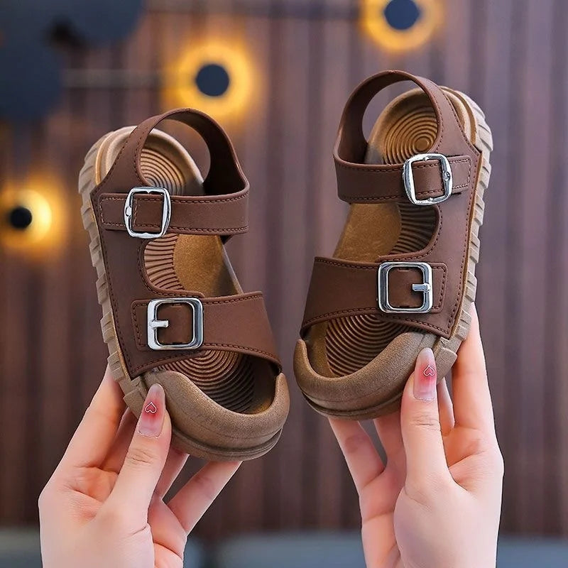 Kids’ Summer Sandals – Soft, Anti-Kick, Solid Color