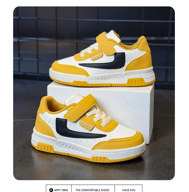 Kids’ Running Sneakers – Leather & Mesh, Non-Slip Shoes