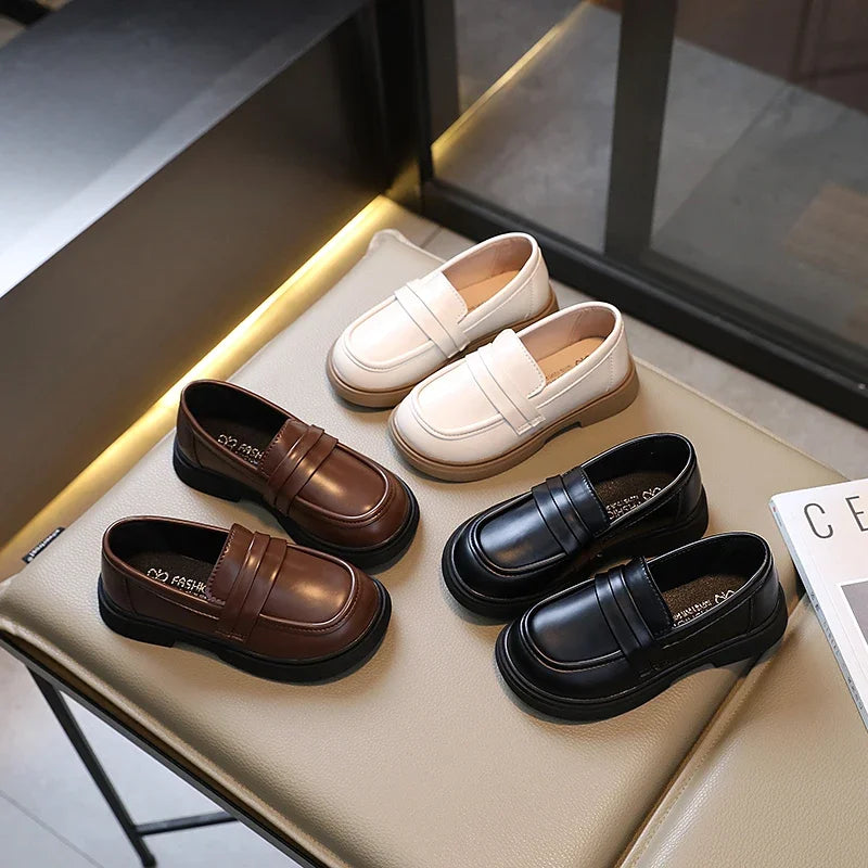 Kids’ Leather Loafers – Soft Princess Party & School Shoes