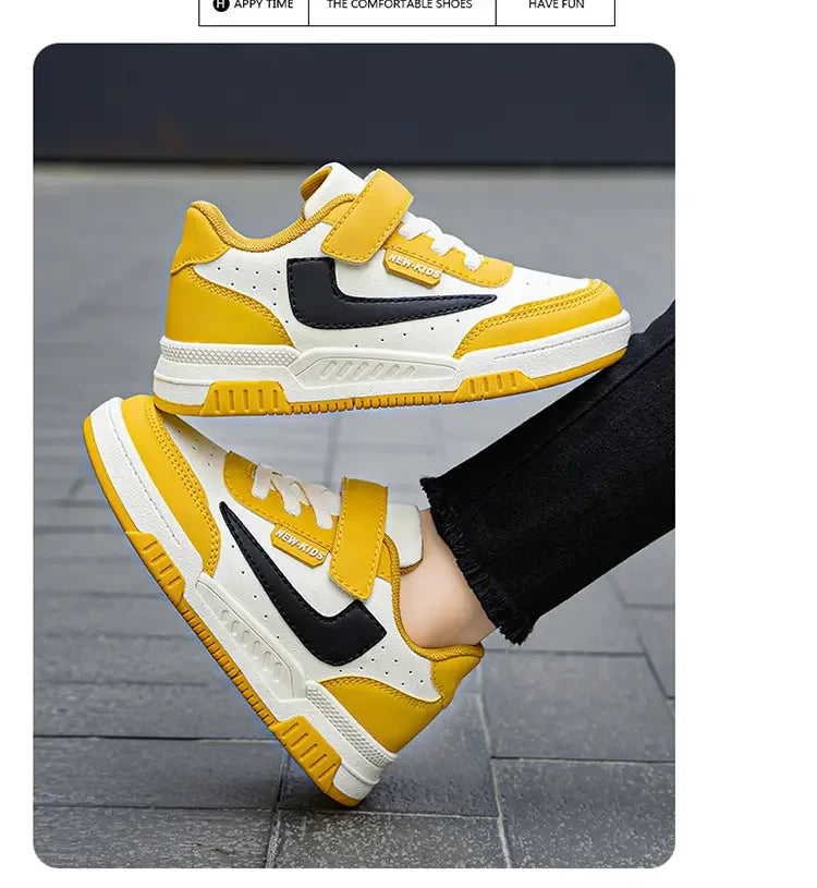 Kids’ Running Sneakers – Leather & Mesh, Non-Slip Shoes