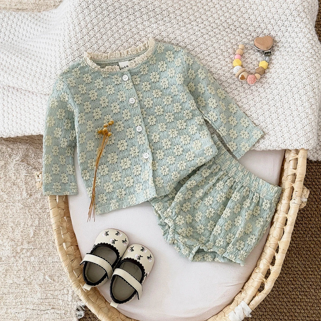 Breathable Long Sleeve Top & Shorts Baby 2Pcs Set