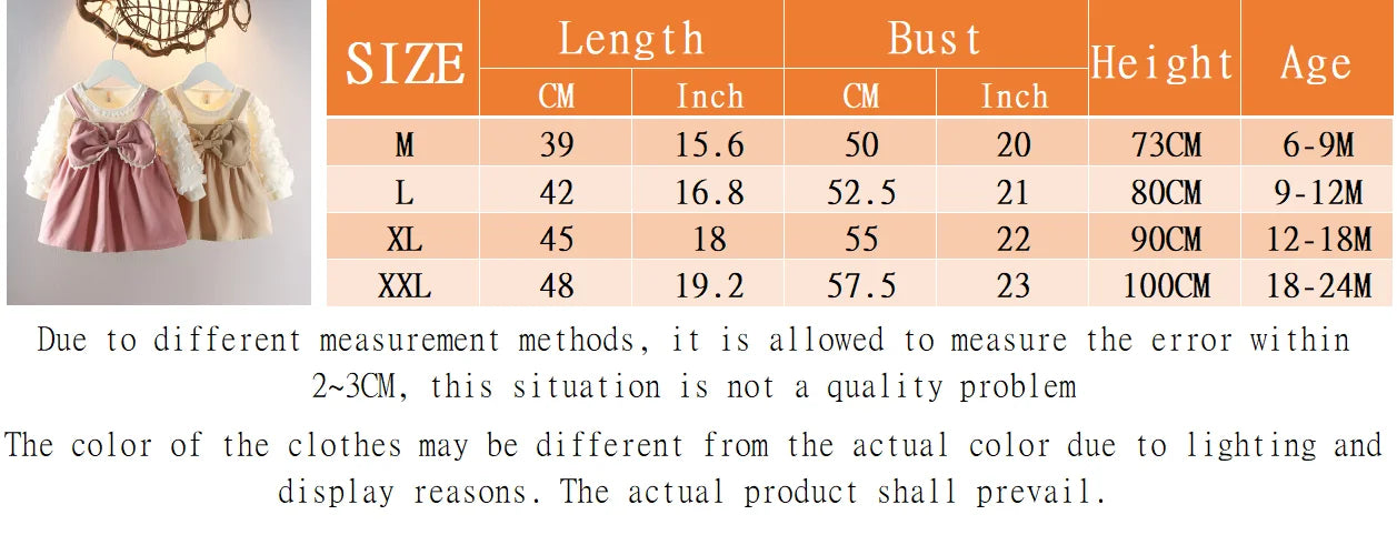 Baby Girl Winter Dress – Lace Bow (0–2Y)