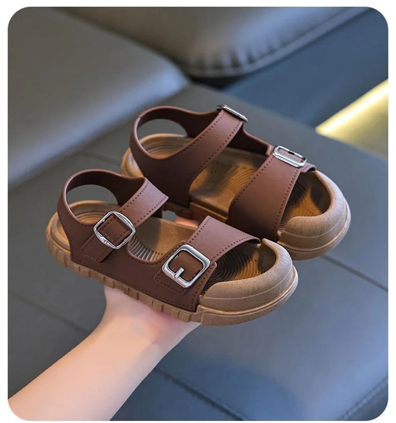 Kids’ Summer Sandals – Soft, Anti-Kick, Solid Color