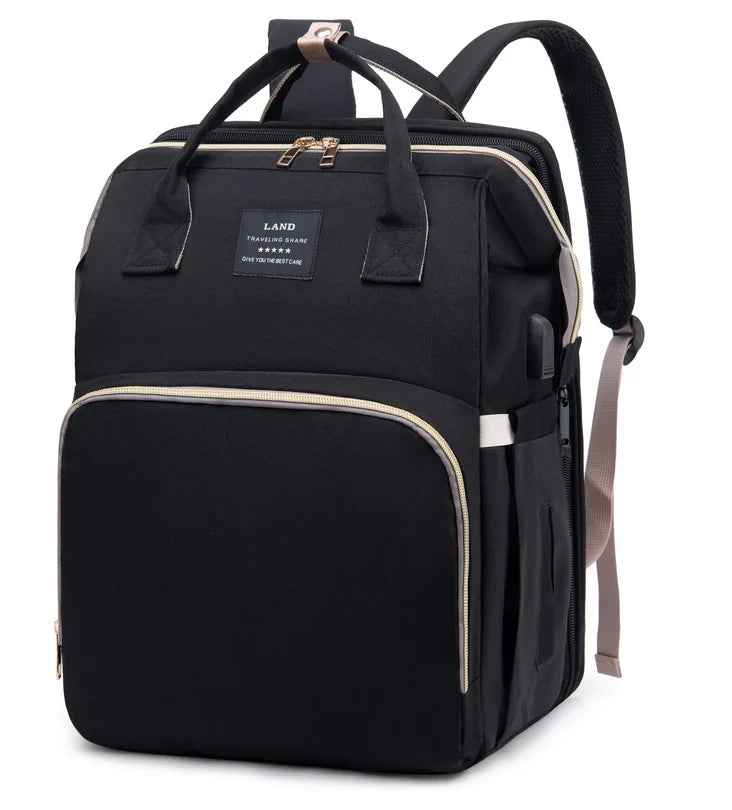 Portable Folding Mommy Bag – Large Capacity Baby Backpack with Crib for Travel & Outings