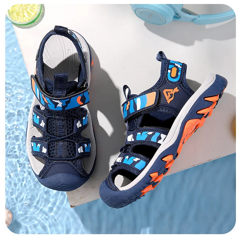 Kids’ Summer Water Sandals – Non-Slip Leather Shoes