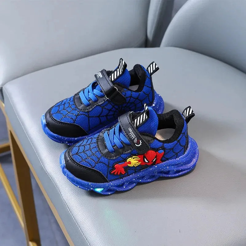 Disney Spiderman LED Sneakers – Boys’ Light-Up Mesh Shoes (Size 21–30)