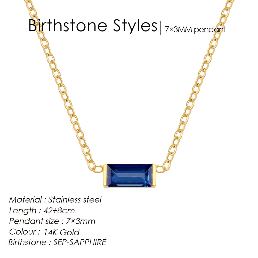 EManco Stainless Steel Colorful Birthstone Pendant