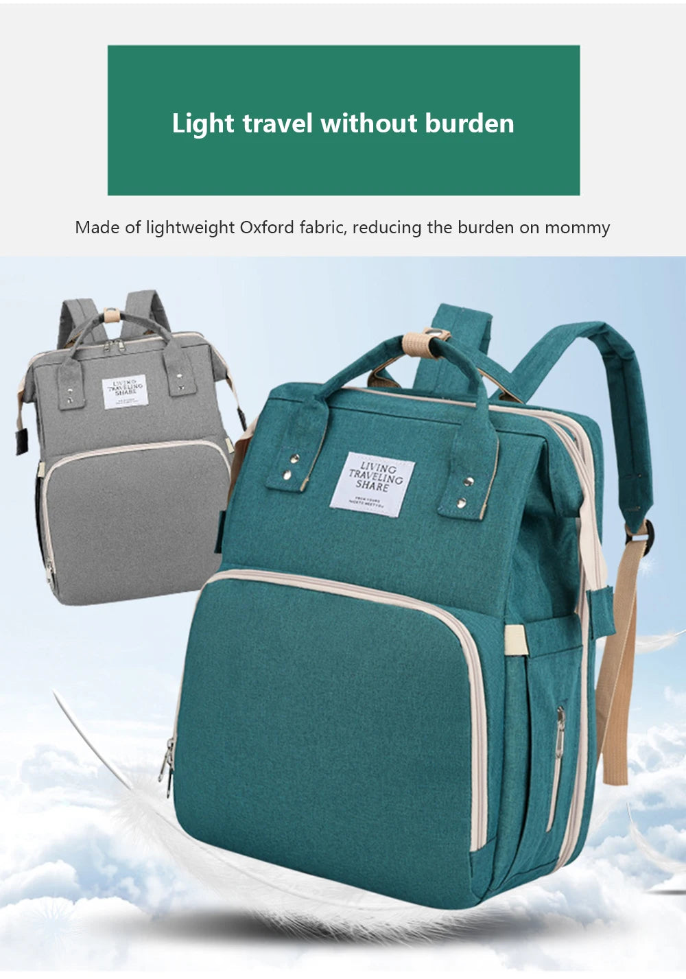 Lightweight Folding Mommy Backpack with Portable Baby Bed