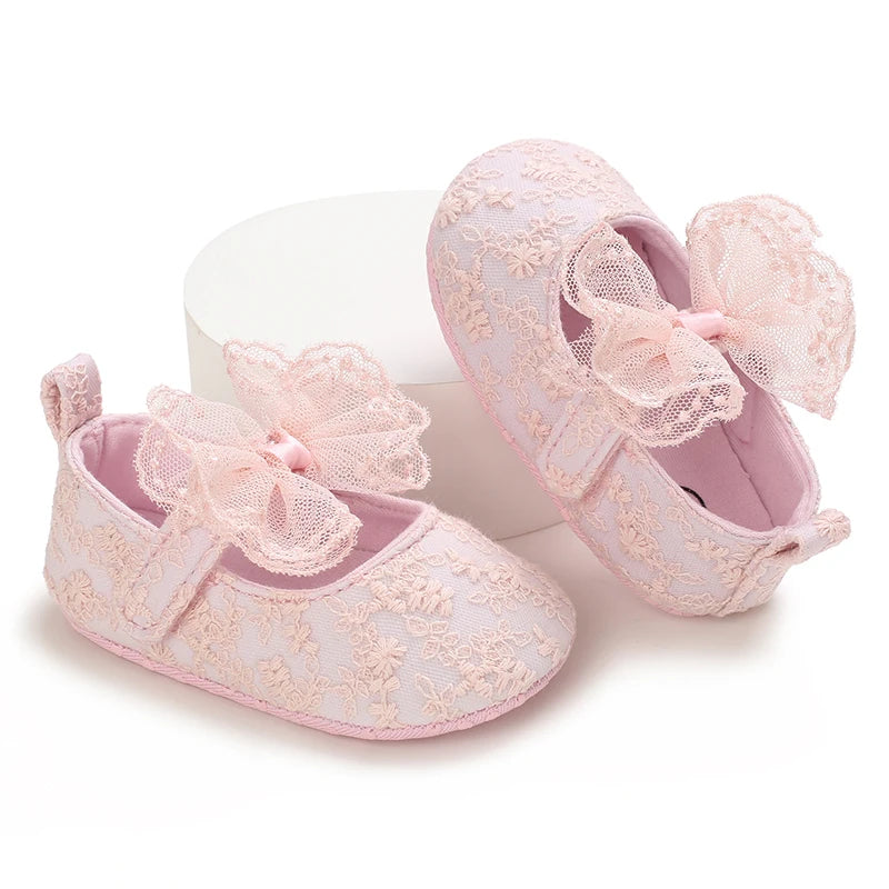Baby Shoes (0–18M) – Plush Soft Bow Casual Sneakers