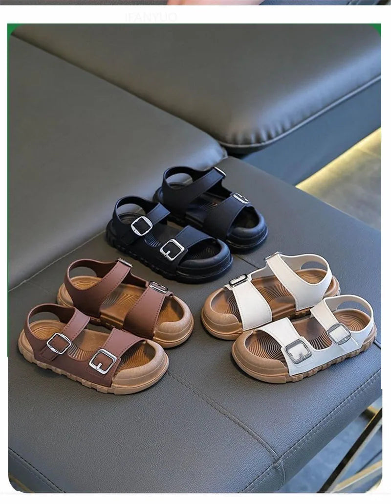 Kids’ Summer Sandals – Soft, Anti-Kick, Solid Color