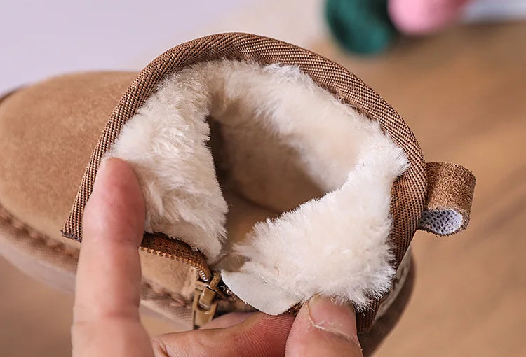 Baby Winter Snow Boots – Leather Plush Non-Slip Toddler Shoes