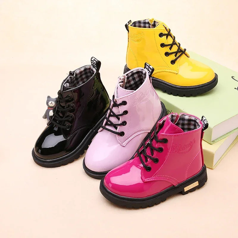 Girls’ PU Leather Winter Boots