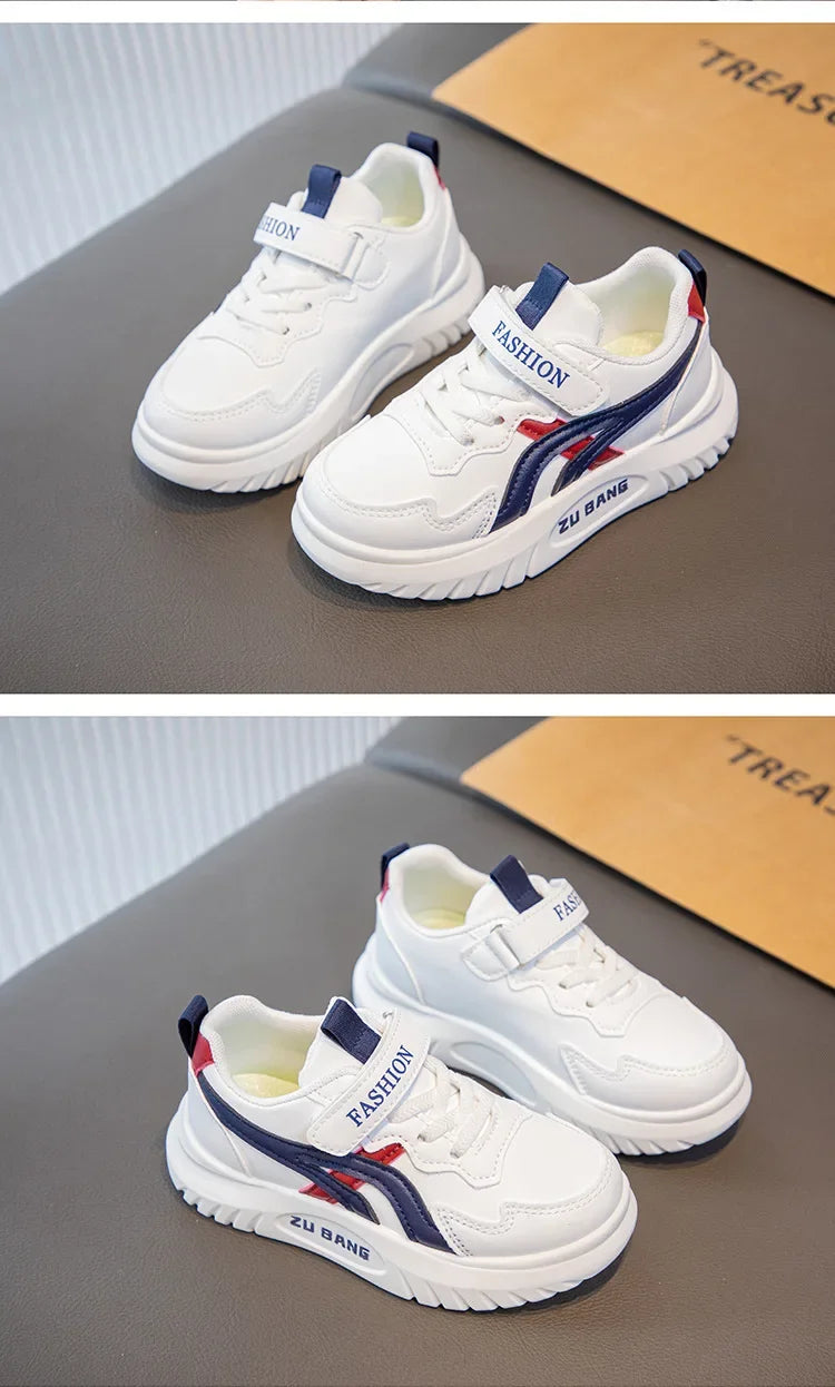 Kids Sports Shoes – Lightweight Breathable Leather Sneakers