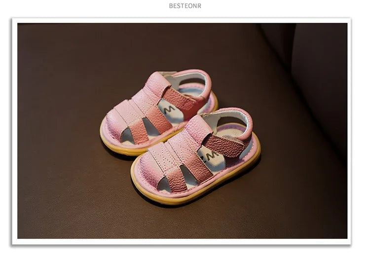 Baby Leather Sandals – Soft Anti-Collision Summer Shoes for Toddlers