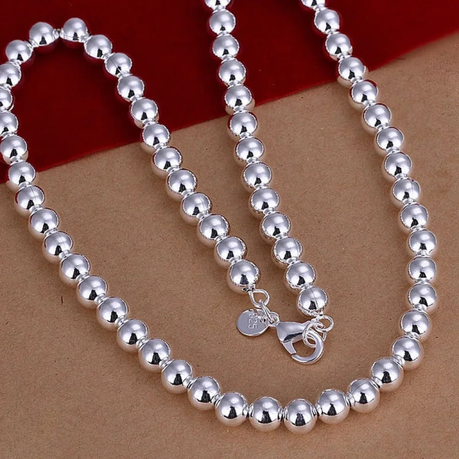 4 10MM Beads Chain 925 Sterling