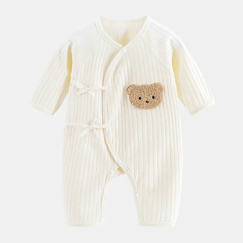 Baby Bear Cotton Romper – Long Sleeve (0–12M)