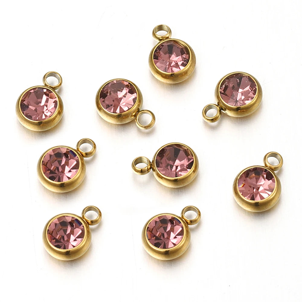 20pcs/lot Stainless Steel Rhinestone Charms