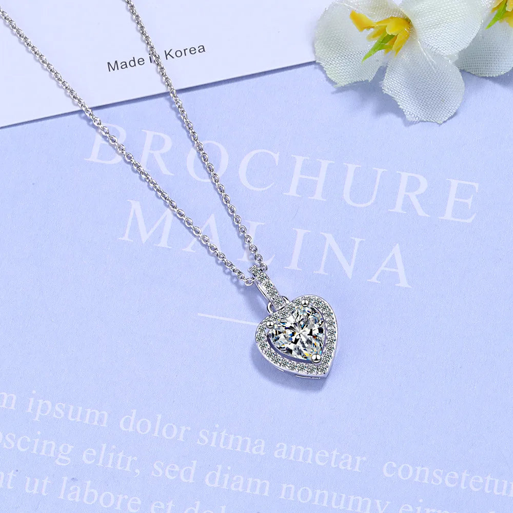 925 Sterling Silver Zircon Heart Pendants