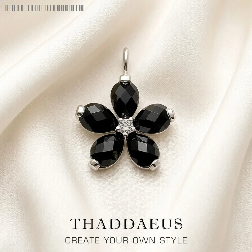Pendant Crystal Flower Black Brand Fashion
