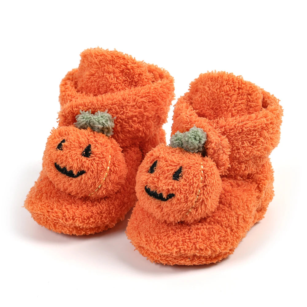 Baby Halloween Pumpkin Booties – Newborn First-Step Sock Shoes