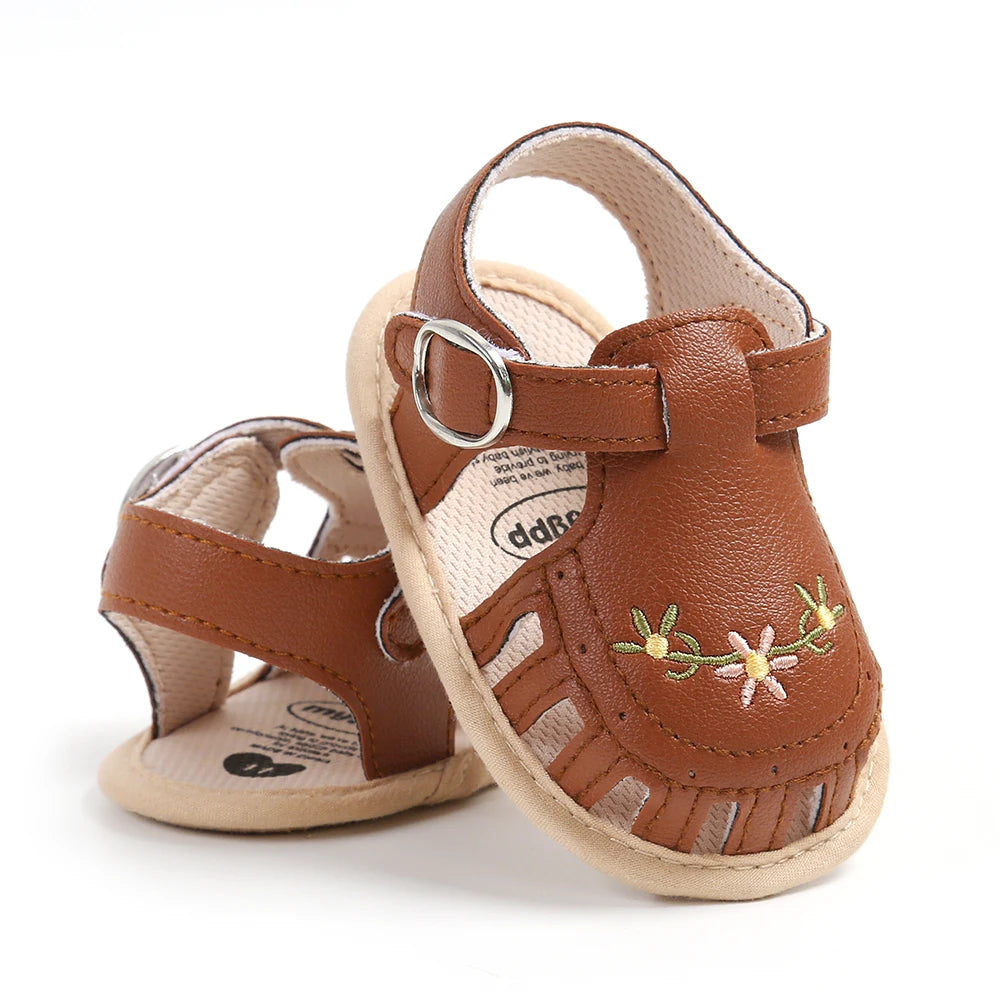 Baby Girl Summer Sandals – Breathable Lightweight Floral Wrap-Toe Shoes