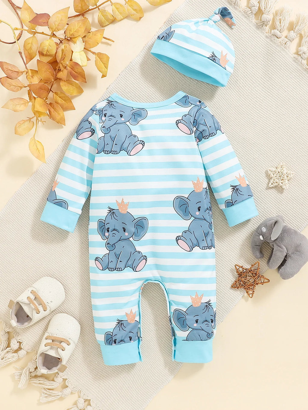 Baby Boys Bear Romper – Long Sleeve (0–12M)