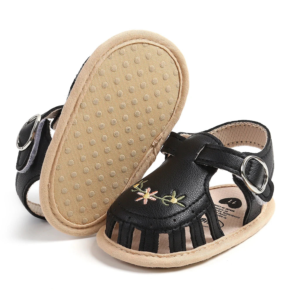 Baby Girl Summer Sandals – Breathable Lightweight Floral Wrap-Toe Shoes