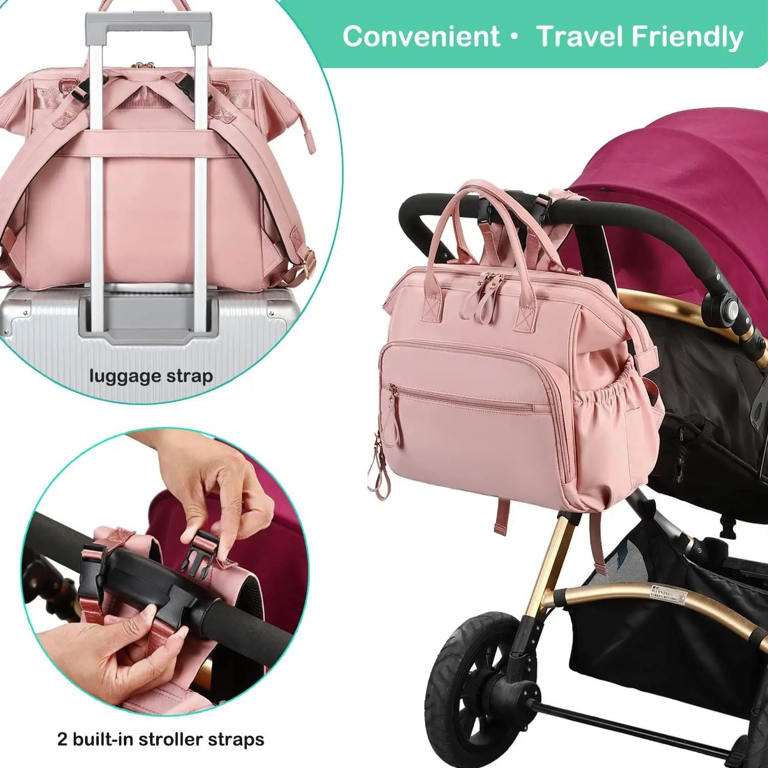 Mommy Diaper Bag – Hanging Stroller & Changing Mat