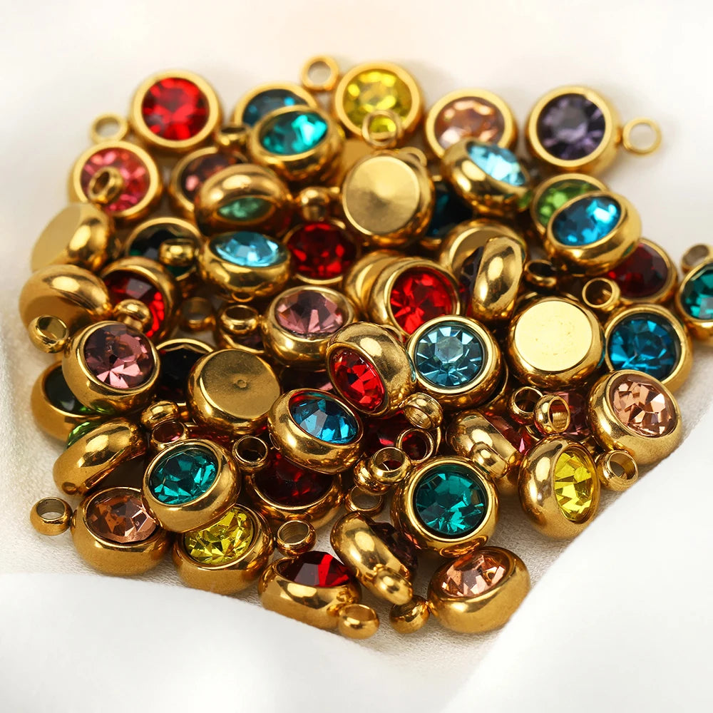 20pcs/lot Stainless Steel Rhinestone Charms