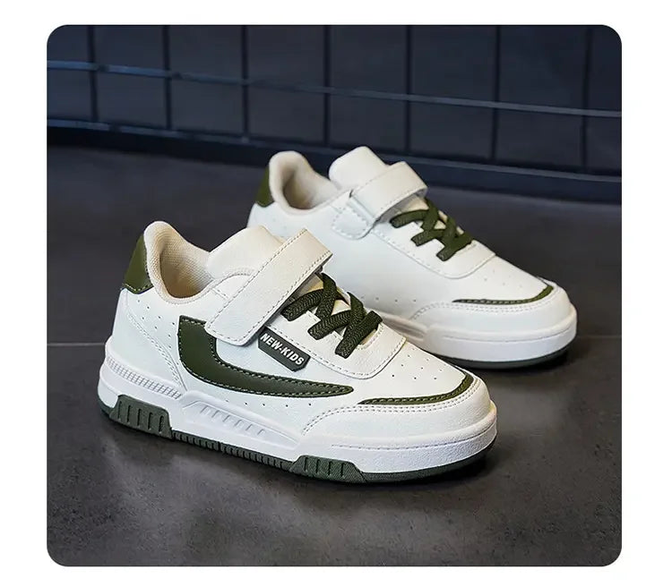 Kids’ Running Sneakers – Leather & Mesh, Non-Slip Shoes