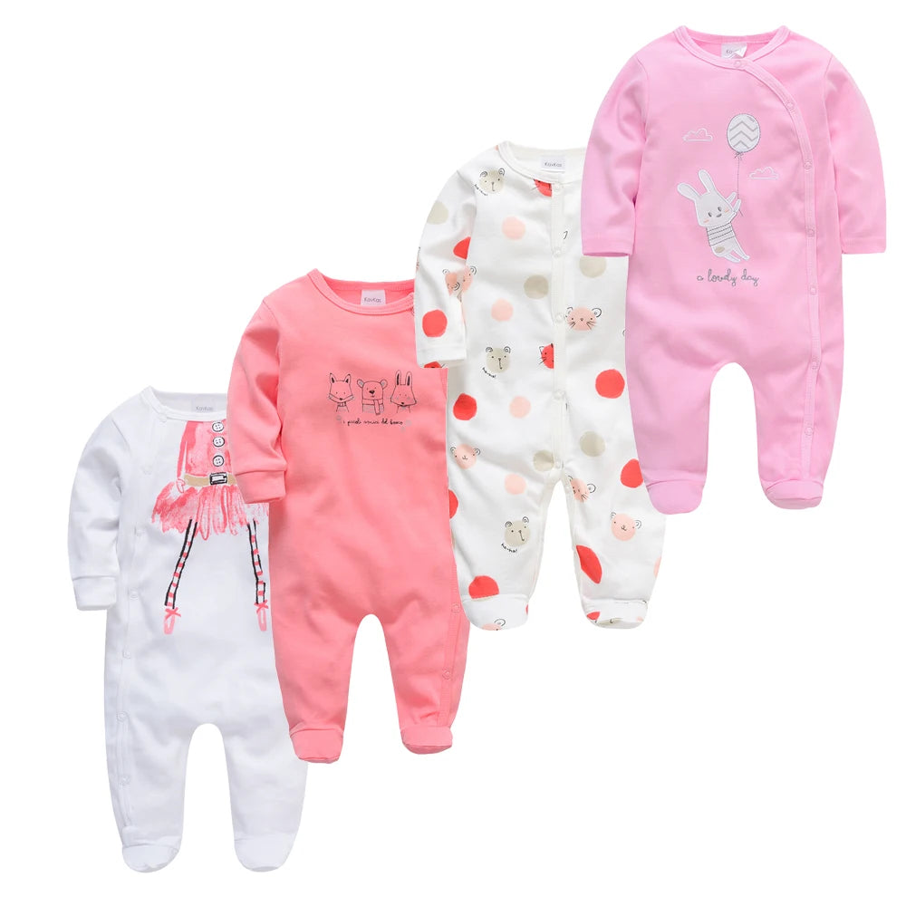 3/4 Pcs Girls  Jumpsuit 0-12 M