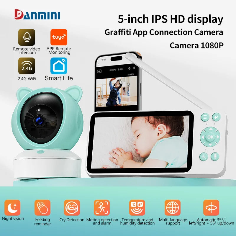 Tuya Baby Camera – 5" HD, Mobile App Control